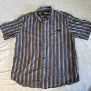 Harley Davidson Grey Blue Button up work casual shirt Men's XL